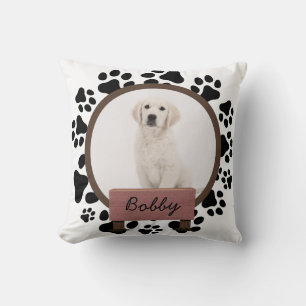 cute paws christmas holiday Custom Dog Photo Throw Pillow