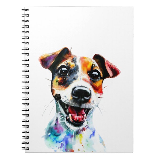 Cute Paws Colourful Jack Russell Terrier Design Notebook (Front)