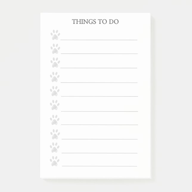 Cute Paws Personalized Things To Do Post-it Notes (Front)