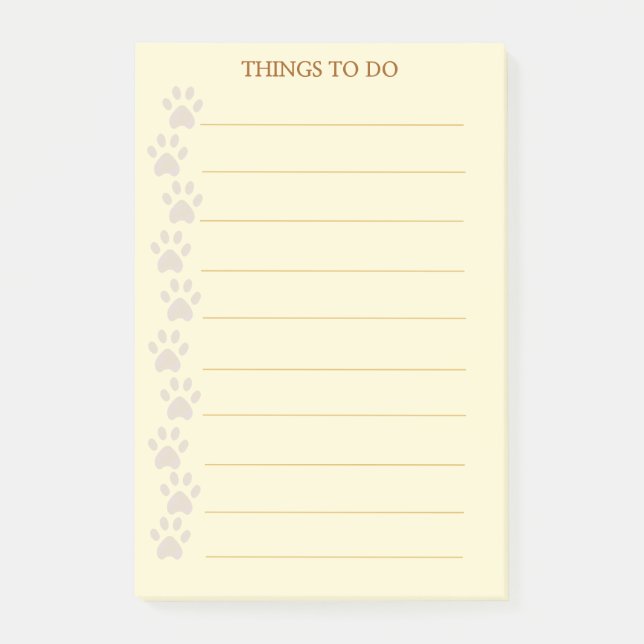 Cute Paws Personalized Things To Do Post-it Notes (Front)