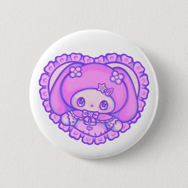 cute pea 2 inch round button (Front)