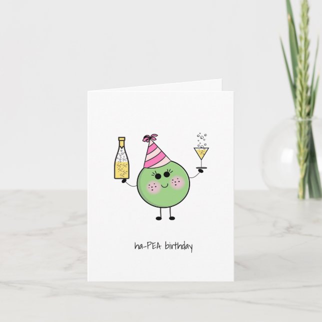 Cute Pea Birthday Card - Cute, Funny, Kawaii Card (Front)