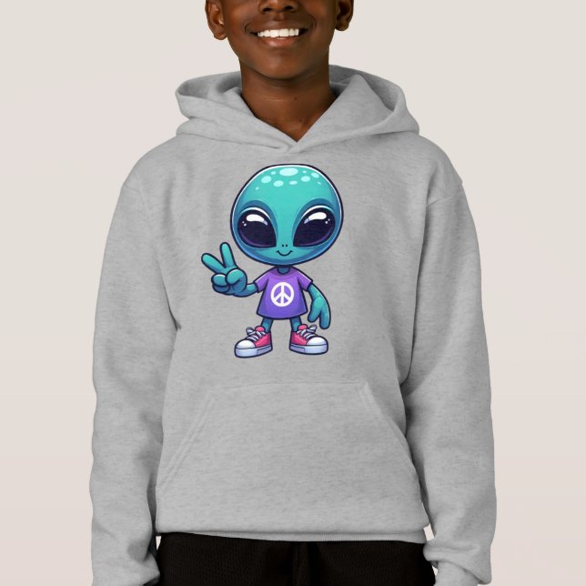 Cute Peace Alien & Space Ship (Front)