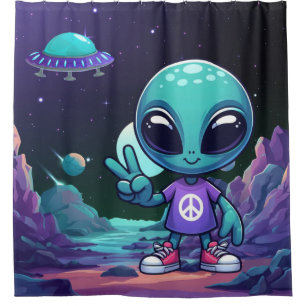 Cute Peace Alien & Space Ship