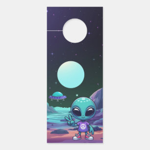 Cute Peace Alien & Space Ship Door Hanger