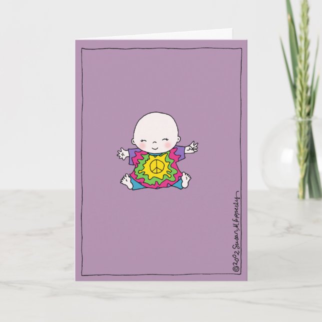 Cute Peace Baby Hippie / Hippy Baby Shower Card (Front)