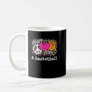 Cute Peace Love Basketball Leopard Print Women Men Coffee Mug