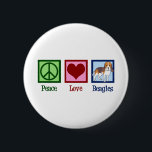 Cute Peace Love Beagles 2 Inch Round Button<br><div class="desc">Cute Peace Love Beagles gift. A cool beagle dog owner design for the breed featuring a peace sign and a heart. I love these beautiful dogs.</div>