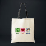 Cute Peace Love Beagles Tote Bag<br><div class="desc">Cute Peace Love Beagles gift. A cool beagle dog owner design for the breed featuring a peace sign and a heart. I love these beautiful dogs.</div>