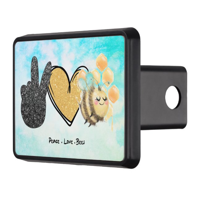 Cute Peace Love Bees   Trailer Hitch Cover (Left)