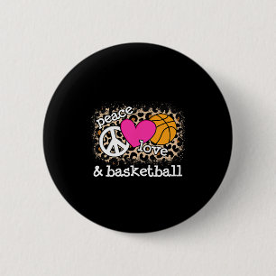 Cute Peace Love Bysketbyll Leopard Print Women Men 2 Inch Round Button