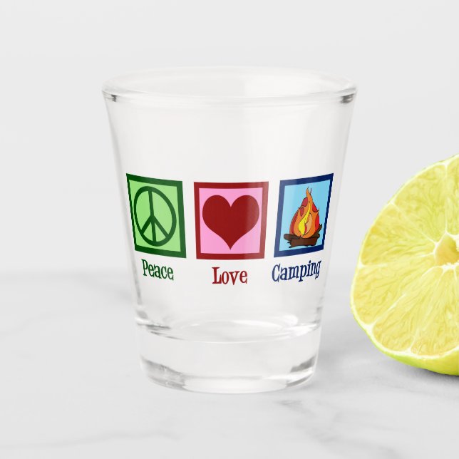Cute Peace Love Camping Shot Glass (Front)