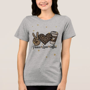 Cute Peace Love Coffee SVG - Glitter and Leopard  Tri-Blend Shirt