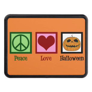 Cute Peace Love Halloween Orange Trailer Hitch Cover