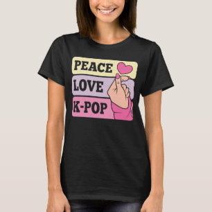 Cute Peace Love K Pop Music  Korean Pastel Pink K  T-Shirt