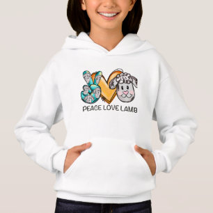 Cute peace love lamb kids funny animal sheep heart