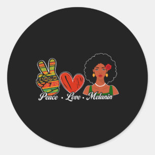 Cute Peace Love Melanin Black History Month Afro G Classic Round Sticker