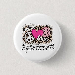 Cute Peace Love Pickleball Player Funny Pickle Bal 1 Inch Round Button