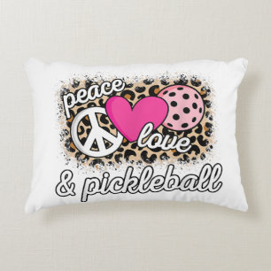 Cute Peace Love Pickleball Player Funny Pickle Bal Accent Pillow