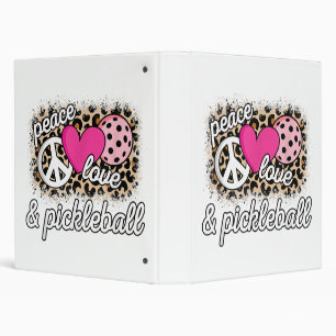 Cute Peace Love Pickleball Player Funny Pickle Bal Binder