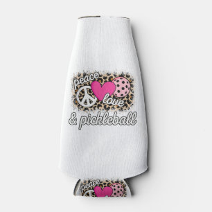 Cute Peace Love Pickleball Player Funny Pickle Bal Bottle Cooler
