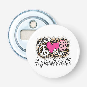 Cute Peace Love Pickleball Player Funny Pickle Bal Bottle Opener