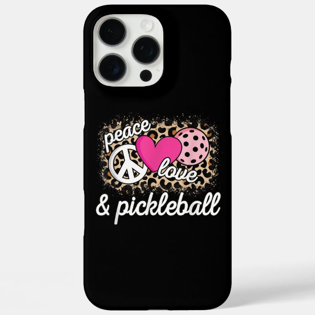 Cute Peace Love Pickleball Player Funny Pickle Bal Case-Mate iPhone Case (Back)