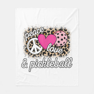 Cute Peace Love Pickleball Player Funny Pickle Bal Fleece Blanket