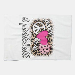 Cute Peace Love Pickleball Player Funny Pickle Bal Kitchen Towel
