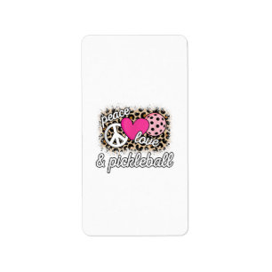 Cute Peace Love Pickleball Player Funny Pickle Bal Label