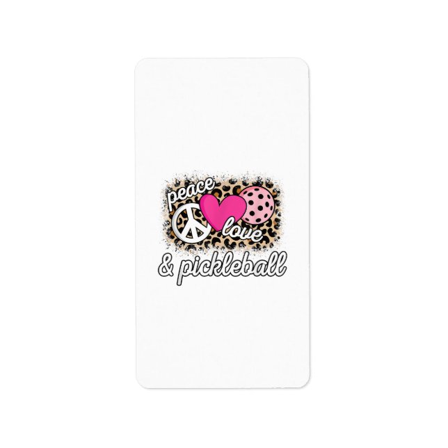 Cute Peace Love Pickleball Player Funny Pickle Bal Label (Front)