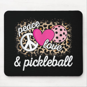 Cute Peace Love Pickleball Player Funny Pickle Bal Mouse Pad