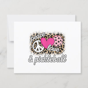 Cute Peace Love Pickleball Player Funny Pickle Bal RSVP Card