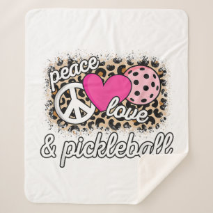 Cute Peace Love Pickleball Player Funny Pickle Bal Sherpa Blanket