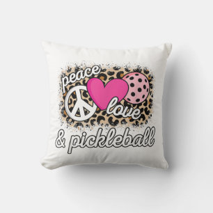 Cute Peace Love Pickleball Player Funny Pickle Bal Throw Pillow