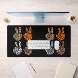 Cute Peace Sign Animal Print Toddler Boys Retro Desk Mat
