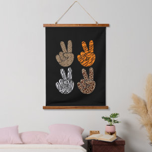 Cute Peace Sign Animal Print Toddler Boys Retro Hanging Tapestry