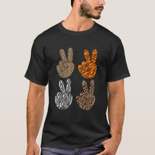 Cute Peace Sign Animal Print Toddler Boys Retro T-Shirt
