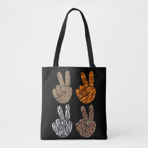 Cute Peace Sign Animal Print Toddler Boys Retro  Tote Bag