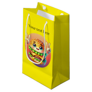 Cute peace sign hamburger add text small gift bag