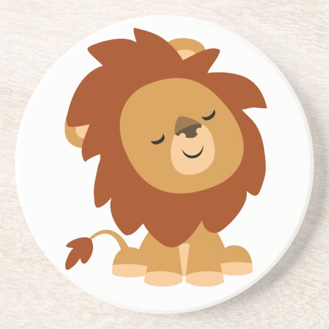 Cute Peaceful Cartoon Lion Coaster (Front)