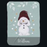 Cute Peaceful Snowman Winter Blue Christmas Baby Blanket<br><div class="desc">This blue baby blanket features a cute snowman enjoying the snow.
personalize this blanket with a name.</div>