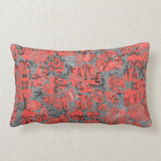 Cute Peach and Grey Splotch Abstract Colourful Lumbar Pillow
