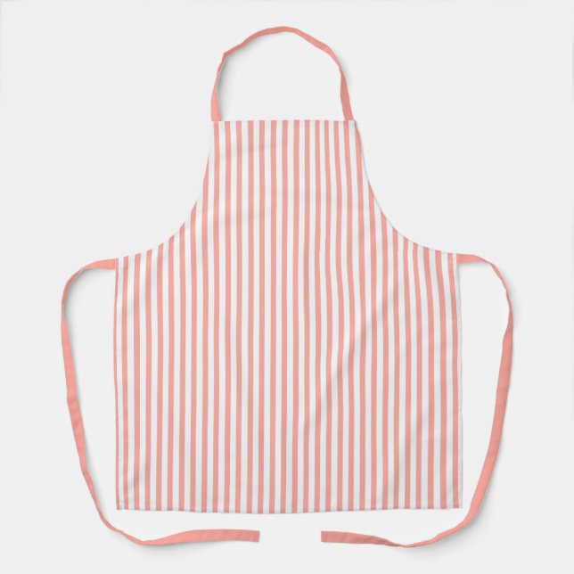 Cute Peach and White Striped Apron (Front)