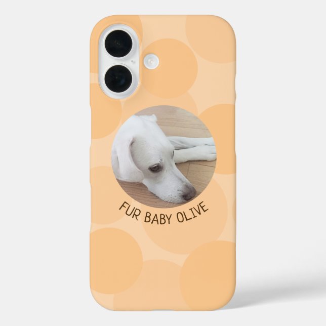 Cute Peach Bubbles Design Round Dog Photo Case-Mate iPhone Case (Back)