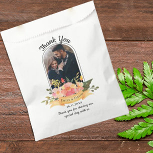 Cute Peach Floral Arch Photo Floral Wedding Party Favour Bag