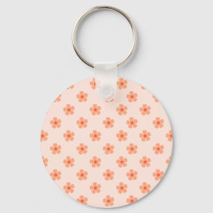 Cute Peach Flower Pattern Minimal Floral Aesthetic Keychain