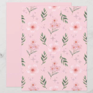Cute Peach flower Pattern Scrapbook Paper
