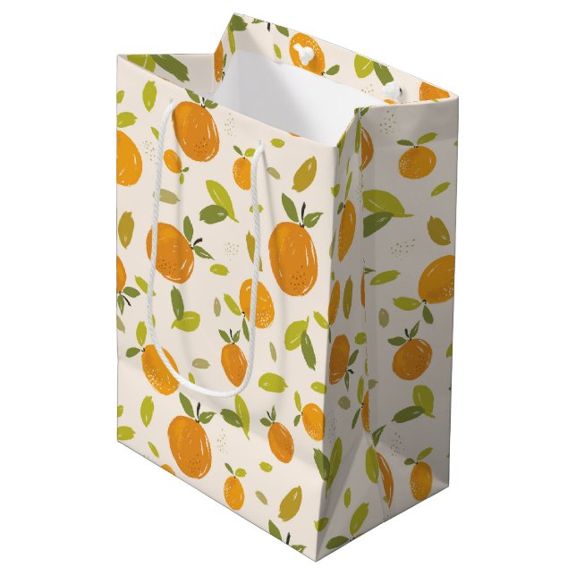 Cute Peach Fruit Pattern Medium Gift Bag (Front Angled)