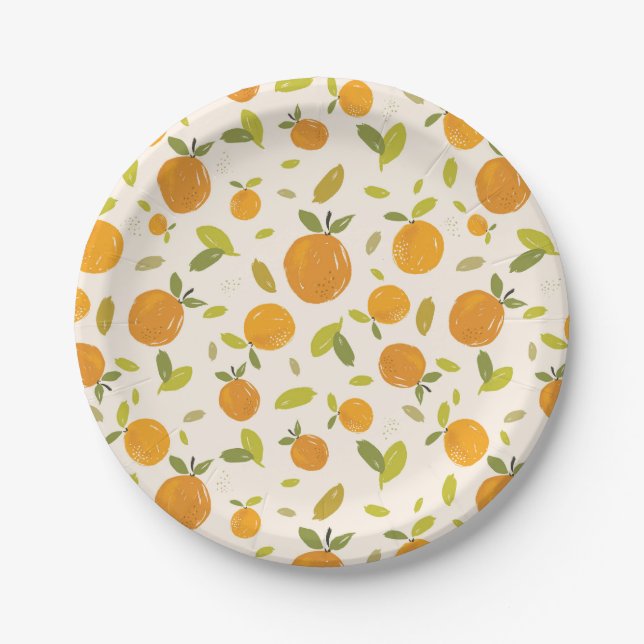 Cute Peach Fruit Pattern Paper Plate (Front)
